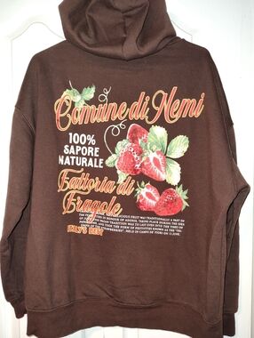 XL Comune di Nemi Strawberry Graphic Hoodie - Brown